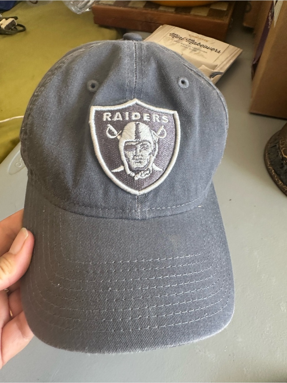 New Era Gray 9TWENTY Raiders Adjustable Cap - Interior View